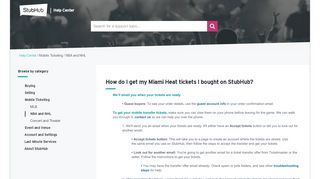 
                            6. How do I get my Miami Heat tickets I bought on StubHub? - Miami Heat Ticketmaster Portal