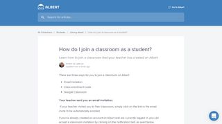 
                            4. How do I join a classroom as a student? | Albert Help Center - Albert Io Sign Up