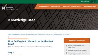 
                            8. How do I log in to MasonLive for the first time? - Information ... - Gmu Masonlive Portal