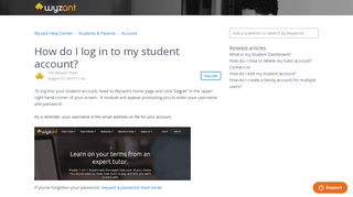 
                            5. How do I log in to my student account? – Wyzant Help Center - Wyzant Portal