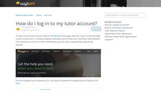 
                            3. How do I log in to my tutor account? – Wyzant Help Center - Wyzant Portal