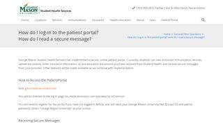 
                            3. How do I log-in to the patient portal? How do I read a secure message ... - Patient Portal Gmu