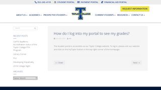 
                            9. How do I log into my portal to see my grades? - Taylor College - Mytaylor Portal