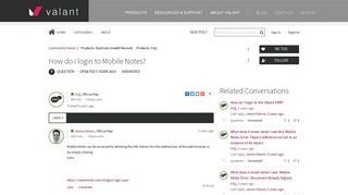 How do I login to Mobile Notes? | Vālant's Customer Community ... - Valantmed Mobile Portal
