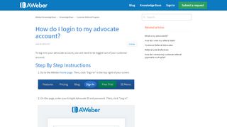 
                            5. How do I login to my advocate account? – AWeber Knowledge ... - Aweber Portal