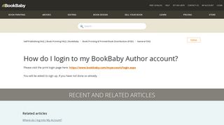
                            3. How do I login to my BookBaby Author account? – Self ... - Book Baby Portal