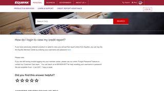 How do I login to view my credit report? - Equifax