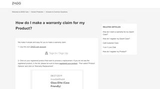 
                            2. How do I make a warranty claim for my Product? – Welcome to ... - Zagg Account Portal