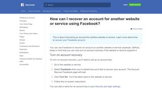 
                            4. How do I recover an account for another website ... - Facebook - Www Portal Facebook Com Recover Php