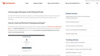 
                            6. How do I reset my password for Merchant Portal? - Refresh - Doordash Merchant Portal Portal