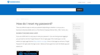 
                            9. How do I reset my password? - WBTVD Support Portal - Time Warner Employee Email Portal