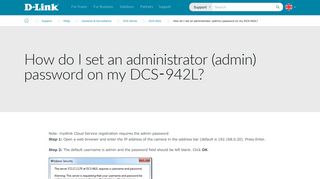 
                            4. How do I set an administrator (admin) password on my DCS ... - Mydlink Portal Ip