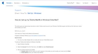 
                            8. How do I set up my Telstra Mail® on Windows Vista ... - Telstra - Telstra Windows Live Mail Portal