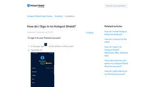 
                            3. How do I Sign in to Hotspot Shield? – Hotspot Shield Help ... - Hotspot Shield Vpn Portal