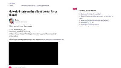 How do I turn on the client portal for a ... - CRC Help Center