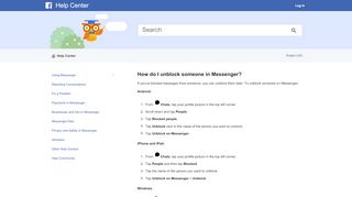 
How do I unblock someone in Messenger? | Facebook Help ...  
