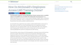 How Do McDonald's Employees Access LMS Training Online ...