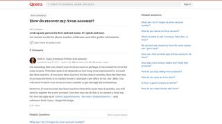 
                            6. How do recover my Avon account? - Quora - Youravon Com App Portal