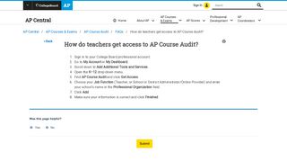 
                            7. How do teachers get access to AP Course Audit? - AP Central - Ap Audit Teacher Portal