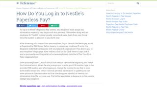 
                            5. How Do You Log in to Nestle's Paperless Pay? | Reference.com - Nestle Paperless Pay Employee Portal