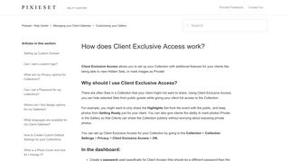 How does Client Exclusive Access work? – Pixieset - Help ... - Pixieset Com Portal