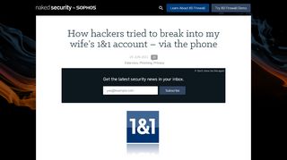 
How hackers tried to break into my wife's 1&1 account – via ...  
