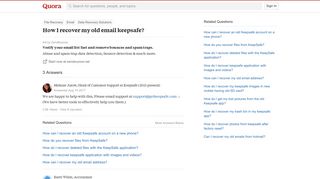 
                            6. How I recover my old email keepsafe? - Quora - Keepsafe Portal Forgot Password