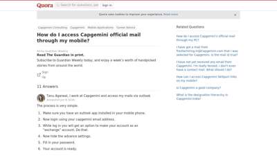
                            6. How to access Capgemini official mail through my mobile ...