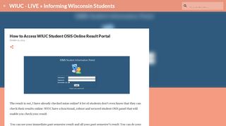 
                            3. How to Access WIUC Student OSIS Online Result Portal - Wiuc Student Portal