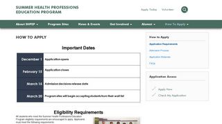 
                            2. How To Apply « Summer Health Professions Education Program - Smdep Portal