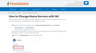 
How to Change Name Servers with 1&1 | HostGator Support  
