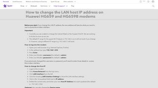 
How to change the LAN host IP address on Huawei HG659 ...  
