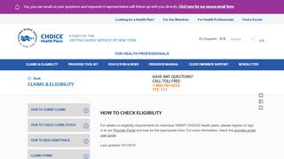 
                            2. How to Check Eligibility - VNSNY CHOICE Health Plans - Vns Choice Medicare Provider Portal