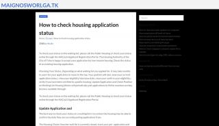 
How to check housing application status - maignosworlga.tk
