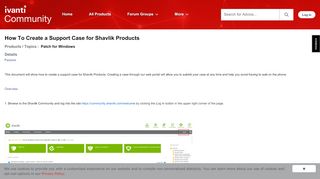 
                            5. How To Create a Support Case for Shavlik Products - Ivanti Community - Shavlik Support Portal