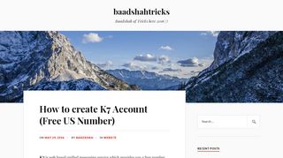 How to create K7 Account (Free US Number) | baadshahtricks - K7 Sign Up Page