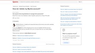 
                            12. How to delete my Myntra account - Quora - Myntra Account Portal