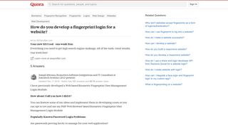 
                            6. How to develop a fingerprint login for a website - Quora - Use Fingerprint To Portal To Websites Windows 10