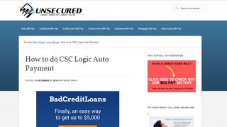 
How to do CSC Logic Auto Payment - Unsecured
