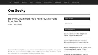 
                            7. How to Download Free MP3 Music From Loudtronix - Om Geeky - Loudtronix Sign Up