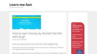 
                            4. How to earn money by shorten the link with Za.gl! Learn-me-fast - Za Gl Sign Up