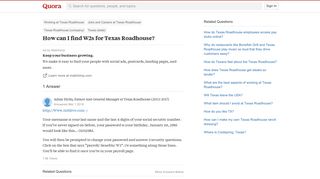 
                            8. How to find W2s for Texas Roadhouse - Quora - My Texas Roadhouse Login