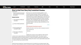 
                            7. How to Find Your Mary Kay Consultant Number | Chron.com