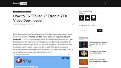 How to Fix "Failed 2" Error in YTD Video Downloader ...