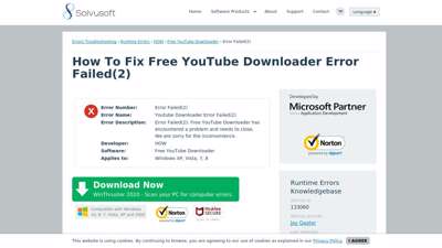 How To Fix Free YouTube Downloader Error Failed(2)