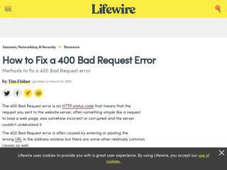 
                            8. How to Fix the 400 Bad Request Error - lifewire.com