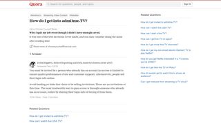 How to get into admitme.TV - Quora