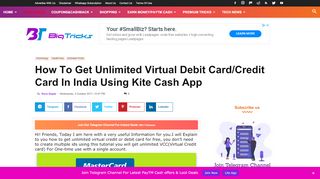 
                            7. How To Get Unlimited Virtual Debit Card/Credit Card In India ... - Kite Cash Portal