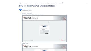 
How To - Install OrgPlus Enterprise Modeler - OrgCharting ...  
