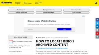 
                            6. How to Locate Bebo's Archived Content - dummies - Bebo Sign Up English